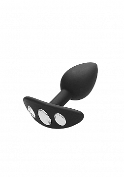 Regular Diamond Butt Plug With Handle - Black