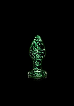 Glass Butt Plug - Glow in the Dark - Small -  Clear