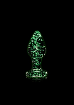Glass Butt Plug - Glow in the Dark - Medium -  Clear