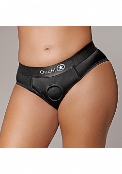 Vibrating Strap-on High-cut Brief - Black - XL/XXL