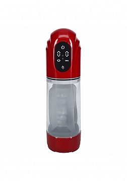 PUMPED - TechnoThrust - Masturbador Automático - Resistente al agua - 10 Funciones - Rojo Met&#