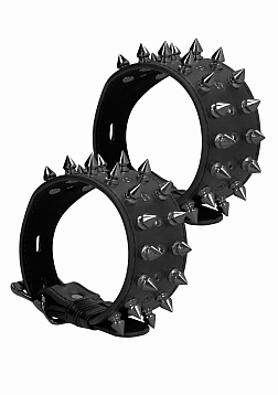 Ouch! Skulls and Bones - Ankle Cuffs with Spikes - Black