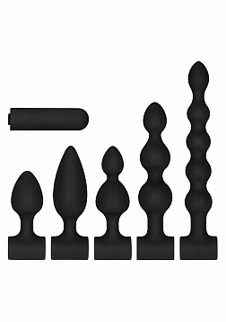 Silicone USB-Rechargeable Anal Set - Black